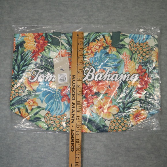 Tommy Bahama Pineapple Blooms Tote Tropical Green Floral Beach Bag Aloha NEW - Picture 4 of 7